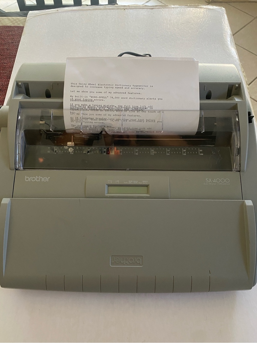 Brother SX-4000 Electronic Typewriter with LCD Display and Daisywheel Printing